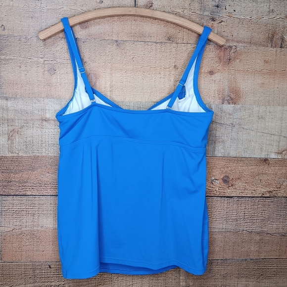 Lands' End Swimsuit Bathing Suit Blue Tankini Two Piece Size 8 Built In Bra Wire - Picture 3 of 11